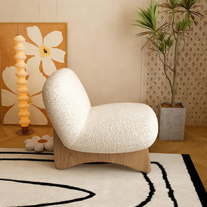 Sillón de Piel de Cordero Estilo Nórdico 73x82x72cm Blanco, Sofá Individual para Dormitorio o Estudio - Product Image 2