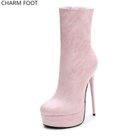 Bottes d'hiver à plateforme pour femmes, 2020, grand code, bouteille cylindre central, fourrure d'hiver