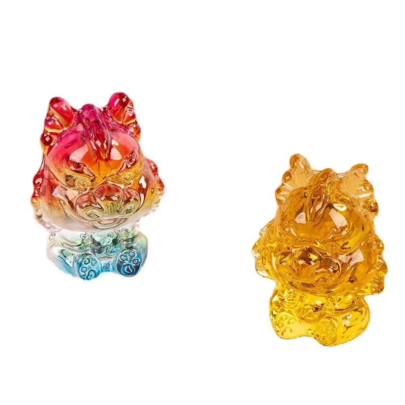 Yeni kristal ejderha süsler 12 zodyak ejderha hediye veren hayriye şans ejderha sarı kristal küçük süsler