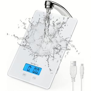 Balance de cuisine numérique étanche en verre trempé 5 kg alimentée par piles avec fonction de mesure du poids - Product Image 1