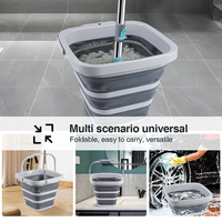 Seau pliable carré en silicone et plastique de 10 L, gain de place, pour le nettoyage domestique, seau pliable de 20 litres