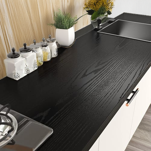 Papier peint auto-adhésif Livelynine Wood 16x297 pouces, design nature noir pour armoires, crédences, tables de nuit - Meubles anciens - Product Image 2