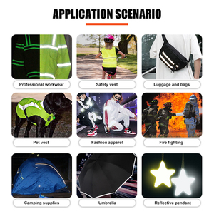 Tira de seguridad de advertencia ignífuga amarilla <span class=keywords><strong>fluorescente</strong></span> de tipo perforado, cinta reflectante para coser para ropa contra incendios - Product Image 5