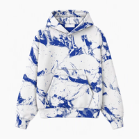 Sweat à capuche compact en coton épais pour homme, tricot bio-polymérisé, décontracté, bleu teint par immersion, essentiel