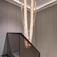 Décoration d'intérieur haut plafond lampe suspendue lustre en cristal villa escalier lustre suspension lustre led personnalisé