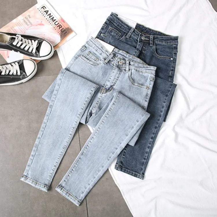Biểu Tượng Tùy Chỉnh OEM Phụ Nữ Hiện Đại Phổ Biến Thời Trang Cao Eo Skinny Mỏng Phù Hợp Với Dây Kéo Mỏng Jeans