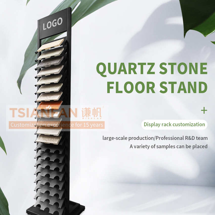 Wholesale Factory Metal Frame Tiles Stone Display Stand Floor Standing Tower Quartz Marble Granite Sample Rack