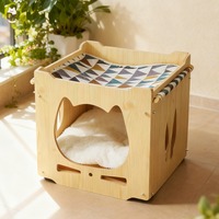Nouveau Nid pour Chat en Bois, Maison pour Chat Fermée Empilable Multi-niveaux pour Toutes Saisons, Fournitures pour Animaux de Compagnie, Villa pour Chat Double Couche OEM/ODM