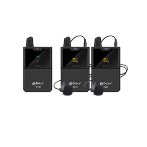 Debra DV01/02 Microphone Lavalier sans fil UHF avec fonction moniteur et micro-cravate d'interview pour Smartphone DSLR Camera Webcast - Product Image 1