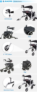 SUNCARE Déambulateur de transport en aluminium et fauteuil roulant 8 roues en PVC - Product Image 5
