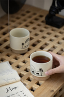 Tasse à café Gahwa en céramique, motif chameau du désert arabe, sans anse, pour la maison, le bureau, l'hôtel, le Ramadan, l'Aïd, l'Iftar, souvenir, cadeau
