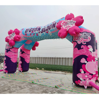 Arche gonflable publicitaire personnalisée rose en bâche PVC pour ligne de départ et d'arrivée, idéale pour fêtes et courses, arches gonflables de carnaval