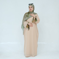 Robes pour femmes vêtements islamiques modestes EID Ramadan nouveau Nida fermé Abaya femmes robe musulmane avec imprimé Hijab manches fendues
