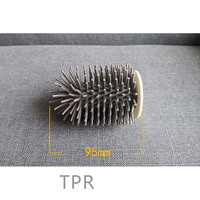 Cepillo de baño de silicona TPR para limpieza de baño con juego de soporte, inodoro de plástico de nailon, cepillos de limpieza de cabeza de inodoro Flexible