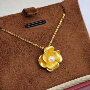 UM Jewelry 925 Silver <b>Gold</b> Plated Flower Shape Minimalist Pendant <b>Necklace</b> Natural Freshwater <b>Pearl</b> Unisex Engagement Wedding - Product Image 5