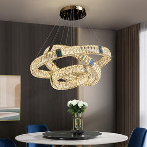 新款豪华吊灯发光二极管水晶吊灯灯具楼梯灯金色抛光不锈钢大堂110V/220V Winfordo - Product Image 2