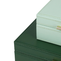 Lot de 2 boîtes de rangement vert foncé et clair bureau en cuir pu cosmétique maquillage bijoux divers boîte de rangement avec couvercle