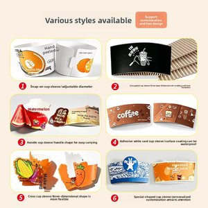 Manchons de tasses à café écologiques personnalisables avec logo, gaine isolante antidérapante en papier recyclable pour restaurants - Product Image 4