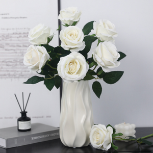 Rose artificielle à tige unique en tissu floqué, grande taille, pour décoration murale florale de mariage, hôtel, aménagement paysager, Saint-Valentin, fausse rose - Product Image 2