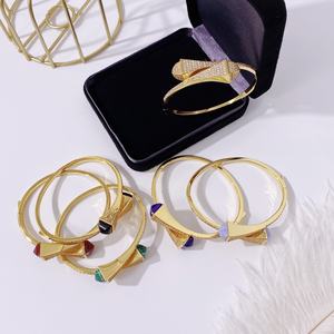 HIBRIDE ayarlanabilir çok renkli gökkuşağı AAA CZ kristal kadınlar çapraz manşet bileklik bilezik moda takı en iyi arkadaş için N-1928 - Product Image 3