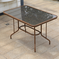 Table basse rectangulaire en aluminium PE, meuble d'extérieur en rotin, cadre de patio en osier, offre spéciale