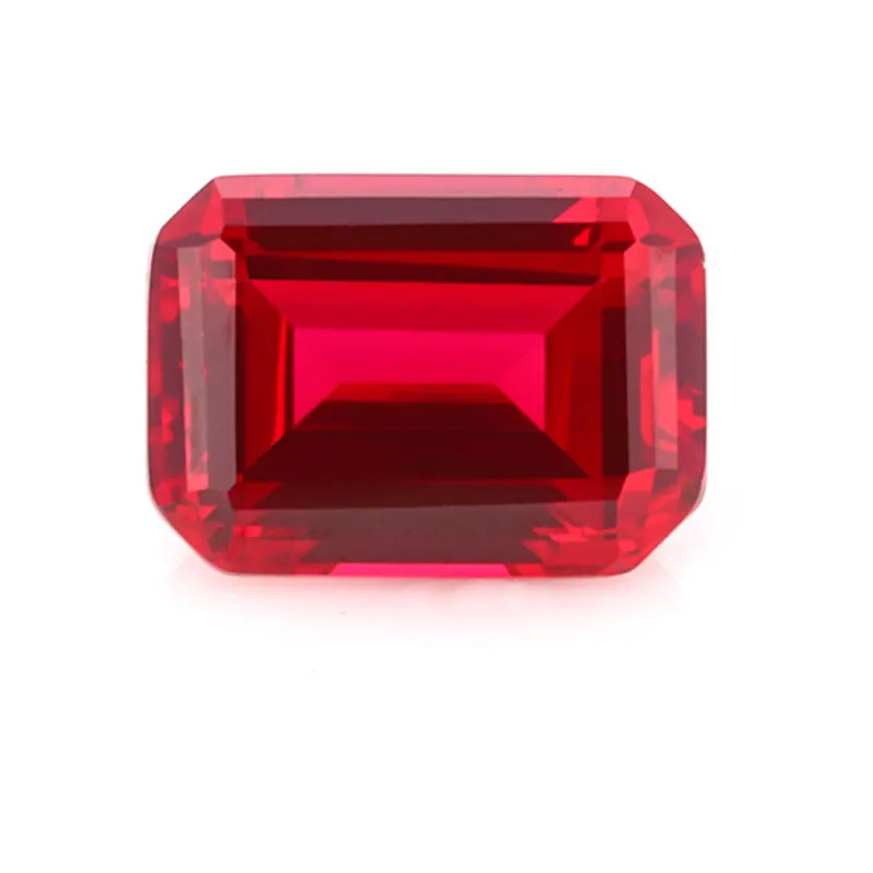 ASTWO Jewelry Emerald Cut Pigeon Blood Color Synthetic Loose Lab Grown Ruby Stone for Fashion Ring