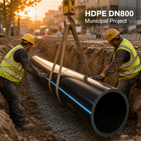 Tuyau en PEHD DN630 DN800 PE100 PN16, tuyau de pression en polyéthylène de grand diamètre pour les réseaux d'assainissement municipaux