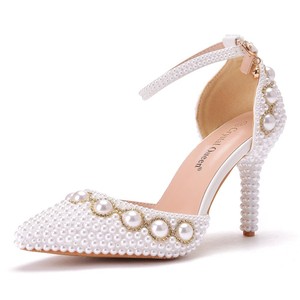 <span class=keywords><strong>Scarpe</strong></span> da Sposa <span class=keywords><strong>Bianche</strong></span> di Alta Qualità con Perle, Punta Affusolata, per Donne <span class=keywords><strong>e</strong></span> Signore - Product Image 2