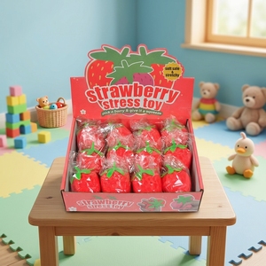 Stress Relief Strawberry Squishy Fruits Red Cute Eco-Friendly TPR Soft Stress Relief Girl Birthday Gift Promotional <b>Desk</b> <b>Toy</b> - Product Image 2