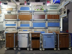 أثاث عيادة ومستشفى، خزانة جانبية سريرية طبي متنقلة من مادة abs مع طاولة قابلة للطي - Product Image 3