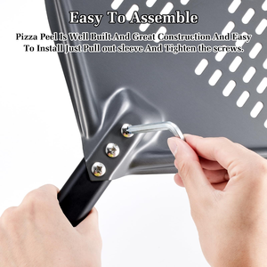 Pelle à pizza perforée professionnelle de 34 cm en aluminium anodisé, spatule de cuisson, outil de retournement pour la cuisson de la pizza - Product Image 5