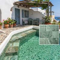 Vente en gros de mosaïques de piscine en marbre vert Bali moderne Sukabumi, aspect mat antidérapant, 97x97 mm, pour extérieur