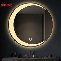 Espejo de Baño LED Cálido con Forma de Luna Creciente KIDOIR ODM, Antivaho, Táctil, Regulable, Diseño Único, Espejo Redondo para Tocador, Proveedor Mayorista