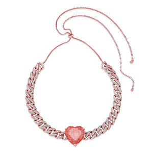 Cadena Cubana con Corazón, Collar de Piedras Preciosas Coloridas para Mujer, Joyería de Moda - Product Image 4