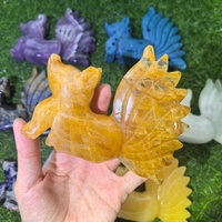 Vente en gros : Sculpture de renard à neuf queues en matériaux mixtes (cristal, Golden Healer, améthyste) pour collection