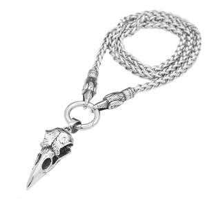 Yunnique Collier Pendentif Crâne de Corbeau en Acier Inoxydable pour Homme, Chaîne de Pull, Design Animal, Bijou Cadeau 60cm 70cm - Product Image 5