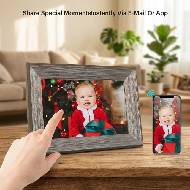 Customized APP RK3126C 10 Inch WiFi Solid Wood Digital Photo Frame Touch Screen 800*1280 IPS Clock MP3 Support Photos Videos
