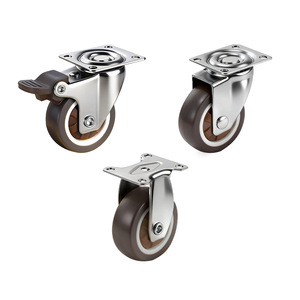 Roulettes de meubles Armor TPR 0,5 pouce, pivotantes silencieuses avec frein pour armoires et tables - Product Image 1