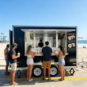 عربة طعام متنقلة للبيتزا مجهزة بالكامل للاستخدام الخارجي، عربة متنقلة للتاكو والقهوة، مطعم متنقل - Product Image 1