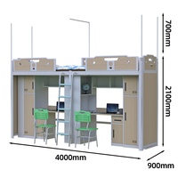 Lit superposé moderne en métal pliable et réglable avec bureau et rangement pour étudiants, appartements, hôtels