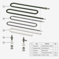 Élément chauffant serpentin ondulé OEM 16 pouces pour gril salamandre, 2,5 kW, 220 V, en acier inoxydable 304, oxyde vert, pour four de finition commercial