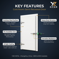 Porte battante semi-encastrée YIZE moderne pour chambre froide, côté gauche avant, en acier inoxydable 304, isolée en PU, prix usine de gros