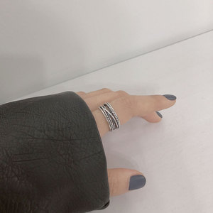 Korean Dongdaemun Thai <b>Silver</b> Braided <b>Ring</b> Geometric <b>Wave</b> Design Unisex Jewelry Gift - Product Image 4