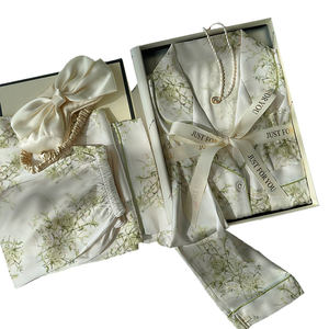 Пижама женская летняя с длинным рукавом и брюками, с принтом в лесном стиле, комфортная, премиум-класса - Product Image 1