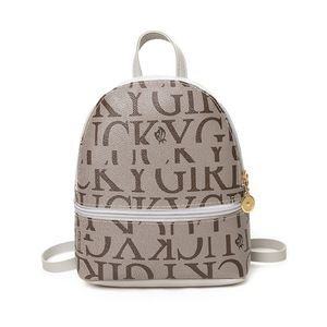 Mochila pequeña de poliuretano para mujer, bolso de hombro multiusos informal con cierre de cremallera y estampado de letras, novedad de 2023 - Product Image 5