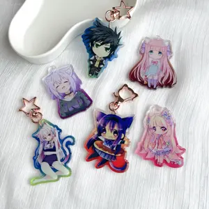 Acrylic Keychain Holographic Pendant Promotional Gift Printing Epoxy Classic Anime Keychain Custom Logo Keychain