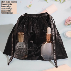 ถุงผ้าออร์แกนซ่าสีดำพิมพ์โลโก้ตามสั่ง สำหรับใส่ของขวัญ แชมพู แป้ง แต่งหน้า ของใช้ในห้องน้ำ ถุงผ้าออร์แกนซ่าสำหรับเก็บของ - Product Image 4