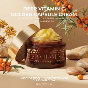 Crème Hydratante Visage Éclaircissante au Niacinamide Liposomique et à <span class=keywords><strong>l</strong></span>'Argousier, en Capsules Dorées à la Vitamine C, Effet Peau de Verre, Marque Privée - Product Image 1