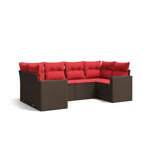 Set Divano da Esterno in Polyrattan per 6 Persone, Marrone, Arredamento da Giardino Durevole dal Design Contemporaneo - Product Image 1