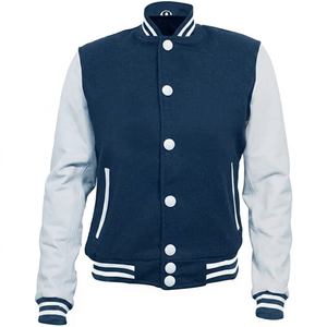 Men's Black Varsity <b>Jacket</b> With White <b>Stars</b> And Stripes Turn-down Collar Button Closure Casual Autumn Wear - Product Image 1
